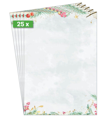 Weihnachtsbriefpapier Tannenzweige Aquarell Christmas Magic DP608, A4, 90g