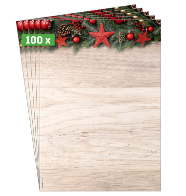 Weihnachtsbriefpapier Weihnachtssterne / Tannenzweige Chalet Style DP442, A4, 90g