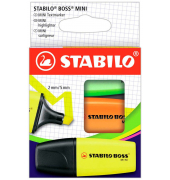 Textmarker BOSS MINI, 07/3-2-02, Pack, gelb, orange, grün, 2-5mm Keilspitze