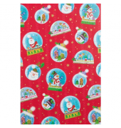 Geschenkpapier 9A88851, Weihnachten (Kinder), Schneekugel, 50cm x 250m, mehrfarbig (rot)