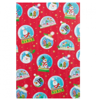 Geschenkpapier 9A88851, Weihnachten (Kinder), Schneekugel, 50cm x 250m, mehrfarbig (rot)