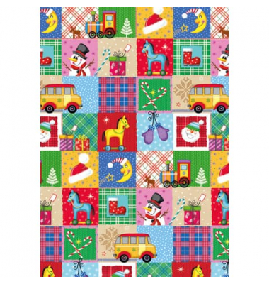 Geschenkpapier 0A92481, Kinder Weihnachten, 50cm x 50m, bunt