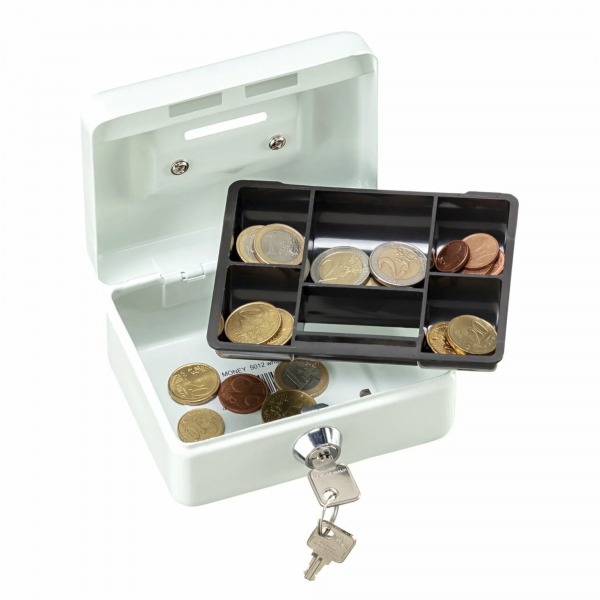 4003482401101 - Burg wächter Geldkassette B125xH60xT95 mm weiß Stahl lackiert inkl Zylinderschloss