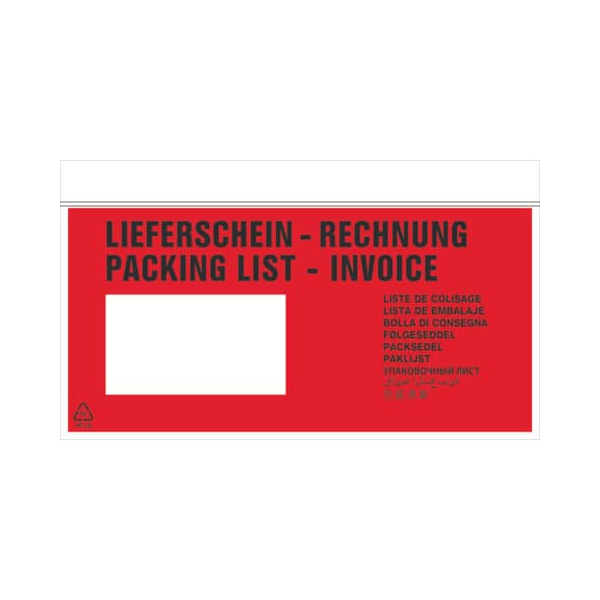 1000 Stück RNK Lieferscheintasche 2224 Din Lang LIEFERSCHEIN - RECHNUNG selbstklebend   RNK