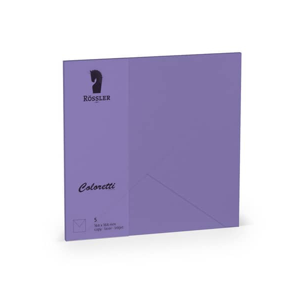 10 Stück Rössler Designbriefumschlag Coloretti 220740592, quadratisch, nassklebend, 80g, lila 4014970413209 Rössler 5 Stück
