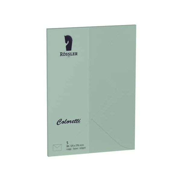 4014970445828 - Briefumschlag 2207250567 B6 ohne Fenster nassklebend 80g eucalyptus 4014970445828 COLORETTI 5 Stück