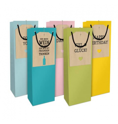 Geschenktasche 4014-24362, verschiedene, mit Tragekordel, 5 Motive sortiert, 12cm x 36cm