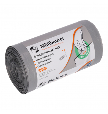 Müllbeutel 34042 First Plus PCR, grau, 60 Liter, extrastark
