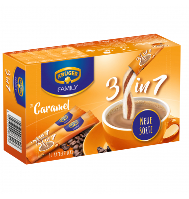 Instantkaffee Caramel 3in1 10028621, 10 St&uuml;ck, l&ouml;slich im Portionskarton