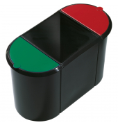 Papierkorb the triple H6103596, teils mit Deckeln, 9 Liter + 20 Liter + 9 Liter, oval, rot/grün/schwarz