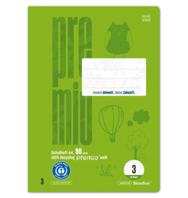 Schulheft 040782003 Green, Lineatur 3 / Lineatur 3, A4, 90g, grün, 16 Blatt / 32 Seiten
