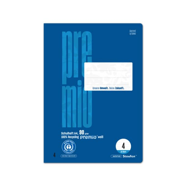2 Stück Staufen Schulheft 040782333 PREMIO, Lineatur 4 / liniert / keine, A4, 90g, blau, 16 Blatt / 32 Seiten 9001939834606 Staufen