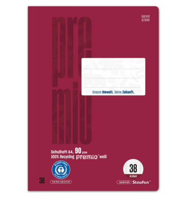 Schulheft 040782038 PREMIO Green, Lineatur 38 / Lineatur 38 / keine, A4, 90g, gr&uuml;n, 16 Blatt / 32 Seiten