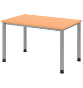 Schreibtisch VHS, manuell h&ouml;henverstellbar, 68,5-81cm (H), 120x80cm (BxT), rechteckig, buche / silber