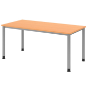 Schreibtisch VHS, manuell h&ouml;henverstellbar, 68,5-81cm (H), 160x80cm (BxT), rechteckig, buche / silber