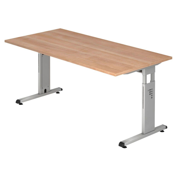 4032062015001 - Schreibtisch OS 16 manuell höhenverstellbar 65-85cm (H) 160x80cm (BxT) rechteckig nussbaum   silber 4032062015001 Hammerbac