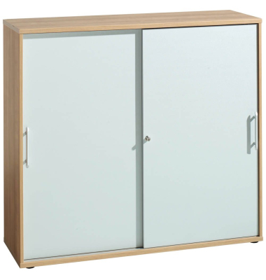 Schiebet&uuml;renschrank V1752/V1753 V1753S/N/S/RE, abschlie&szlig;bar, 3 OH, nussbaum/silber, 120x110x40cm