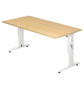 Schreibtisch OS 16, manuell h&ouml;henverstellbar, 65-85cm (H), 160x80cm (BxT), rechteckig, ahorn / wei&szlig;