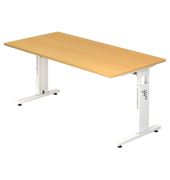 Schreibtisch OS 16, manuell h&ouml;henverstellbar, 65-85cm (H), 160x80cm (BxT), rechteckig, buche / wei&szlig;