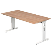 Schreibtisch OS 16, manuell h&ouml;henverstellbar, 65-85cm (H), 160x80cm (BxT), rechteckig, nussbaum / wei&szlig;