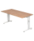 Schreibtisch OS 16, manuell h&ouml;henverstellbar, 65-85cm (H), 160x80cm (BxT), rechteckig, nussbaum / wei&szlig;