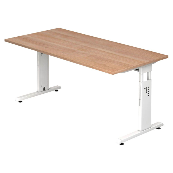 4032062142172 - Schreibtisch OS 16 manuell höhenverstellbar 65-85cm (H) 160x80cm (BxT) rechteckig nussbaum   weiß 4032062142172 Hammerbache