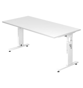 Schreibtisch OS 16, manuell h&ouml;henverstellbar, 65-85cm (H), 160x80cm (BxT), rechteckig, wei&szlig; / wei&szlig;