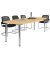 Konferenztisch VKT, manuell h&ouml;henverstellbar 72-74cm (H), 220cmx83-103cm (BxT), 8 Personen, Tonnenform, ahorn / chrom