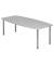 Konferenztisch K-Serie, manuell h&ouml;henverstellbar 72-74cm (H), 220cmx83/103cm (BxT), 8 Personen, Tonnenform, lichtgrau / chrom