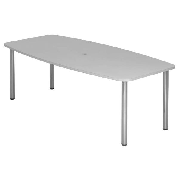 4032062144473 - Konferenztisch VKT manuell höhenverstellbar 72-74cm (H) 220cmx83-103cm (BxT) 8 Personen Tonnenform lichtgrau   chrom 403206