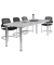 Konferenztisch K-Serie, manuell h&ouml;henverstellbar 72-74cm (H), 220cmx83/103cm (BxT), 8 Personen, Tonnenform, lichtgrau / chrom