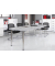 Konferenztisch K-Serie, manuell h&ouml;henverstellbar 72-74cm (H), 220cmx83/103cm (BxT), 8 Personen, Tonnenform, lichtgrau / chrom