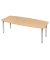 Konferenztisch K-Serie, manuell h&ouml;henverstellbar 72-74cm (H), 220cmx83/103cm (BxT), 8 Personen, Tonnenform, buche / chrom