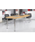 Konferenztisch K-Serie, manuell h&ouml;henverstellbar 72-74cm (H), 220cmx83/103cm (BxT), 8 Personen, Tonnenform, buche / chrom