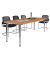 Konferenztisch K-Serie, manuell h&ouml;henverstellbar 72-74cm (H), 220cmx83/103cm (BxT), 8 Personen, Tonnenform, nussbaum / chrom