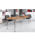 Konferenztisch K-Serie, manuell h&ouml;henverstellbar 72-74cm (H), 220cmx83/103cm (BxT), 8 Personen, Tonnenform, nussbaum / chrom