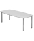Konferenztisch VKT, manuell h&ouml;henverstellbar 72-74cm (H), 220cmx83-103cm (BxT), 8 Personen, Tonnenform, wei&szlig; / chrom