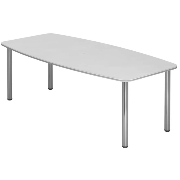 4032062144503 - Konferenztisch VKT manuell höhenverstellbar 72-74cm (H) 220cmx83-103cm (BxT) 8 Personen Tonnenform weiß   chrom 40320621445