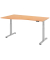 Sitz-Steh-Schreibtisch VXDSM, elektrisch h&ouml;henverstellbar, 63,5-128,5cm (H), 180x100cm (BxT), Trapezform, buche / silber