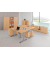 Sitz-Steh-Schreibtisch VXDSM, elektrisch h&ouml;henverstellbar, 63,5-128,5cm (H), 180x100cm (BxT), Trapezform, buche / silber