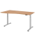 Sitz-Steh-Schreibtisch VXDSM, elektrisch h&ouml;henverstellbar, 63,5-128,5cm (H), 180x100cm (BxT), Trapezform, nussbaum / silber