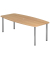 Konferenztisch K-Serie, manuell h&ouml;henverstellbar 72-74cm (H), 220cmx83/103cm (BxT), 8 Personen, Tonnenform, eiche / chrom