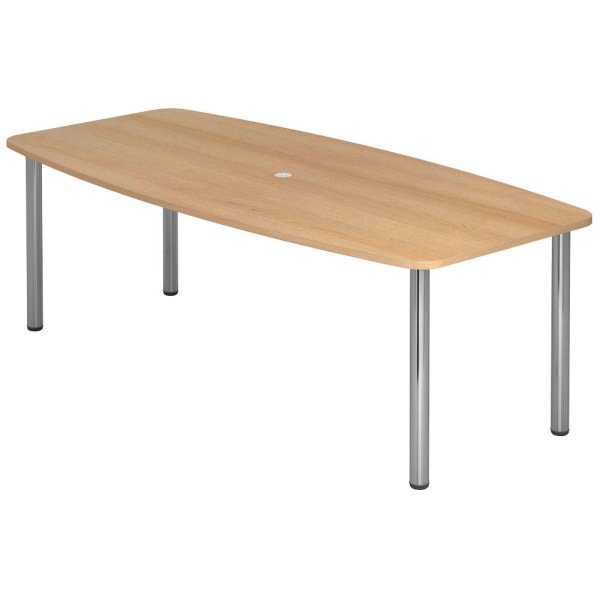 4032062162651 - Konferenztisch VKT manuell höhenverstellbar 72-74cm (H) 220cmx83-103cm (BxT) 8 Personen Tonnenform eiche   chrom 4032062162