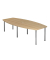 Konferenztisch, manuell höhenverstellbar 72-74cm (H), 280cmx85-130cm (BxT), 10 Personen, Tonnenform, eiche / chrom