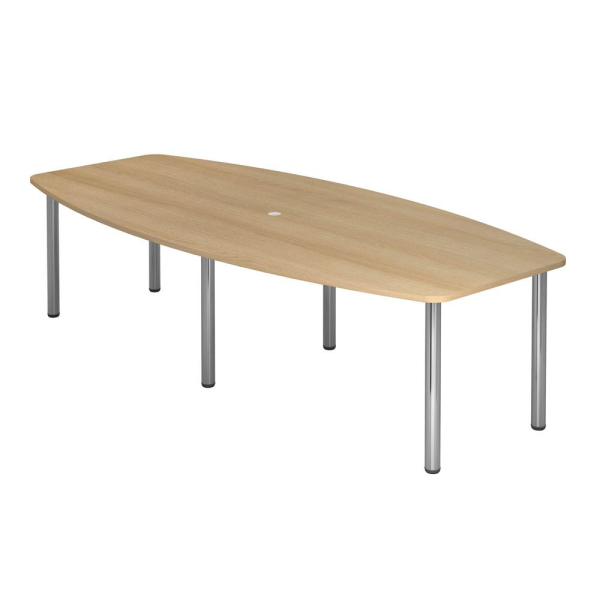 4032062162668 - Konferenztisch manuell höhenverstellbar 72-74cm (H) 280cmx85-130cm (BxT) 10 Personen Tonnenform eiche   chrom 4032062162668