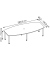 Konferenztisch, manuell höhenverstellbar 72-74cm (H), 280cmx85-130cm (BxT), 10 Personen, Tonnenform, eiche / chrom