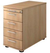 Solid Standcontainer eiche 5 Ausz&uuml;ge 42,8 x 80,0 x 72,0 - 76,0 cm