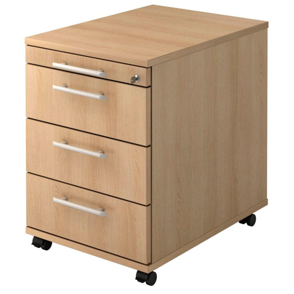 4032062162941 - Rollcontainer ULM 3 Schüben 1 Utensilienauszug B 428 x T 553 x H 590 mm Eiche-Dekor
