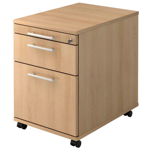 4032062162989 - Rollcontainer 1 Schub 1 Utensilienauszug Hängeregistraturauszug B 428 x T 580 x H 590 mm Eiche-Dekor