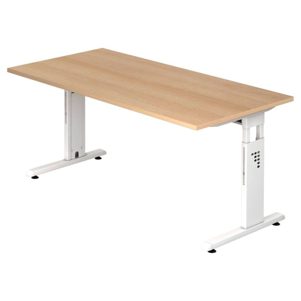 4032062164181 - Schreibtisch OS 16 manuell höhenverstellbar 65-85cm (H) 160x80cm (BxT) rechteckig eiche   weiß 4032062164181 Hammerbacher